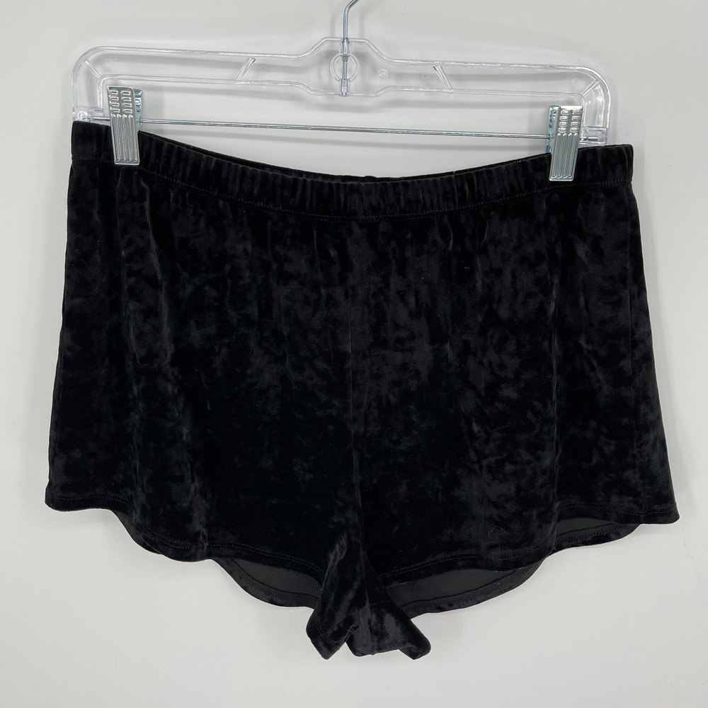 Garage Women's Black Crushed Velvet Lounge Shorts Size Medium